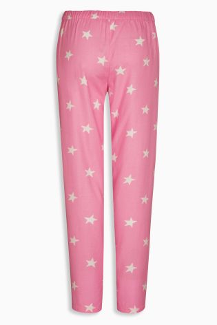 Pink Star Print Fleece Pyjama Bottoms